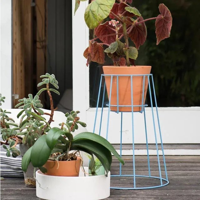 Not Yet Made - Made To Order Small Pigeon Blue Cibele Plant Stands by OK Design, Set of 3 For Sale - Image 5 of 7