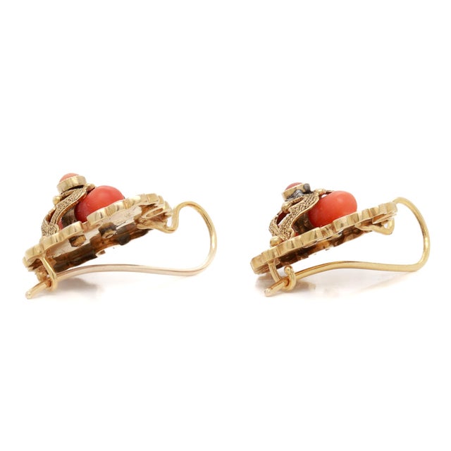 Antique Victorian 14k Gold & Red Coral Earrings For Sale - Image 9 of 14
