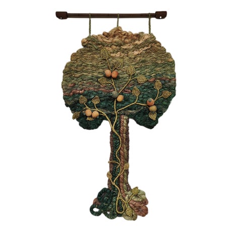 Vintage Macramé Wall Tapestry Tree of Life Spring For Sale