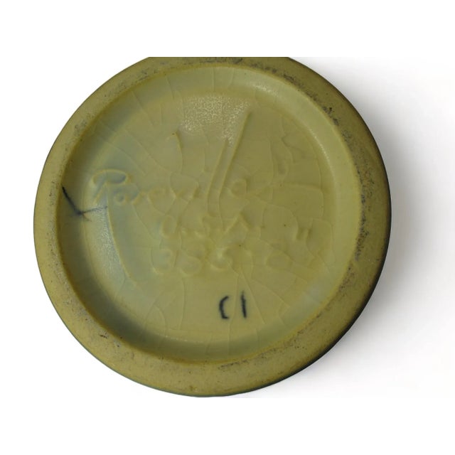 Ceramic Early 20th Century Blue Roseville Pottery Apple Blossom Vase For Sale - Image 7 of 11