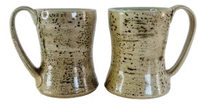 1990s Art Studio Pottery Brown Speckled Handled Mugs, a Pair