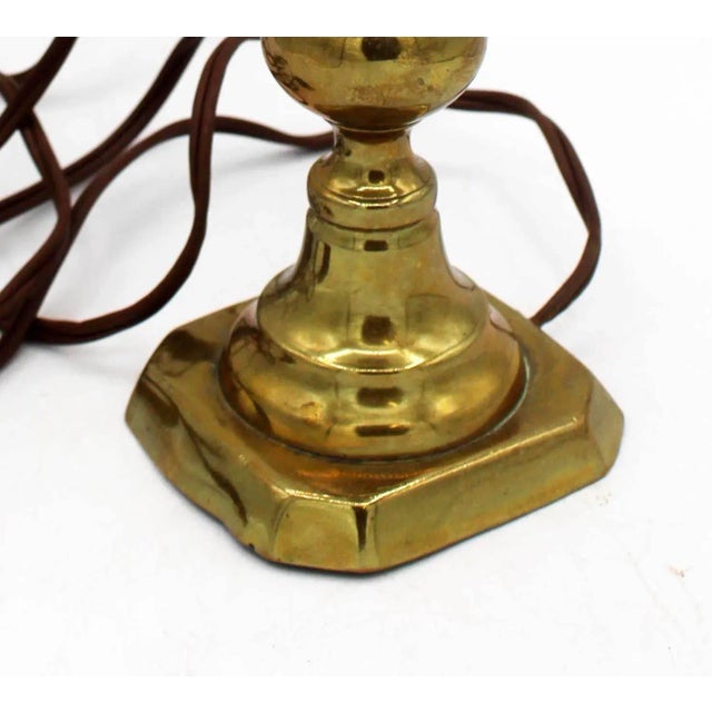 Circa 1860 English Brass Candlestick Lamp For Sale - Image 4 of 4