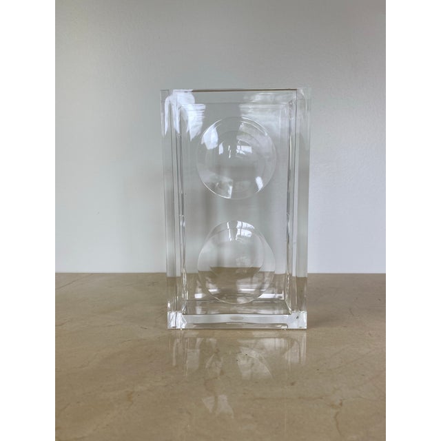 Guzzini Vintage Guzzini Lucite Block Vase, Italian Space Age, Signed For Sale - Image 4 of 12