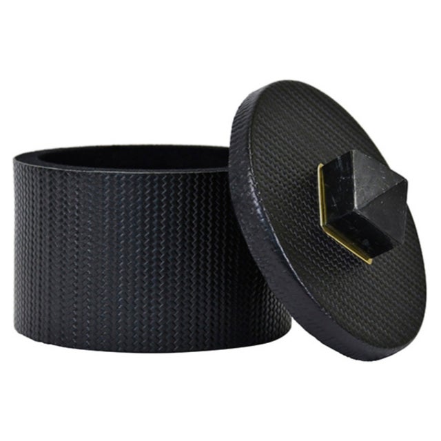 New special order item. Not vintage. Introducing the Denver Black Round Faux Leather Container—where sleek style meets...