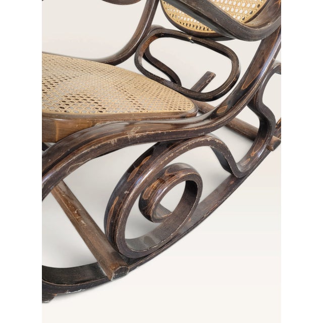 Antique Bentwood Beech and Cane Rocking Chair in the style of Thonet, 1890 For Sale - Image 16 of 18