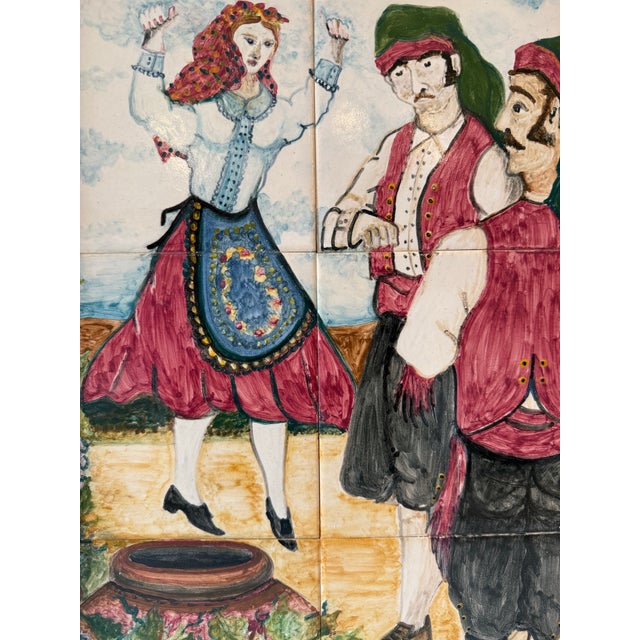 1980s Vintage Framed Portuguese Ceramic Tile Mural For Sale - Image 5 of 9