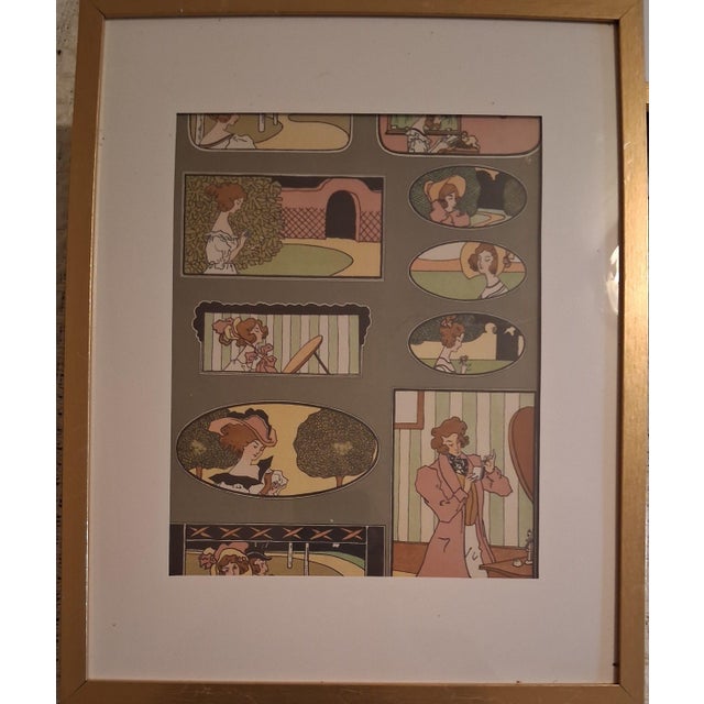 1900 - 1909 1900s Turn-of-the-Century French Art Nouveau Belle Époque Fashion Plate - Framed For Sale - Image 5 of 5