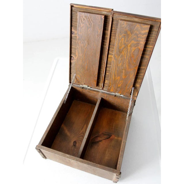 Vintage Split Double Door Wooden Box For Sale - Image 4 of 13