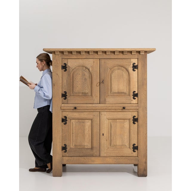 Oak Brutalist Cabinet France 1970s For Sale - Image 4 of 13