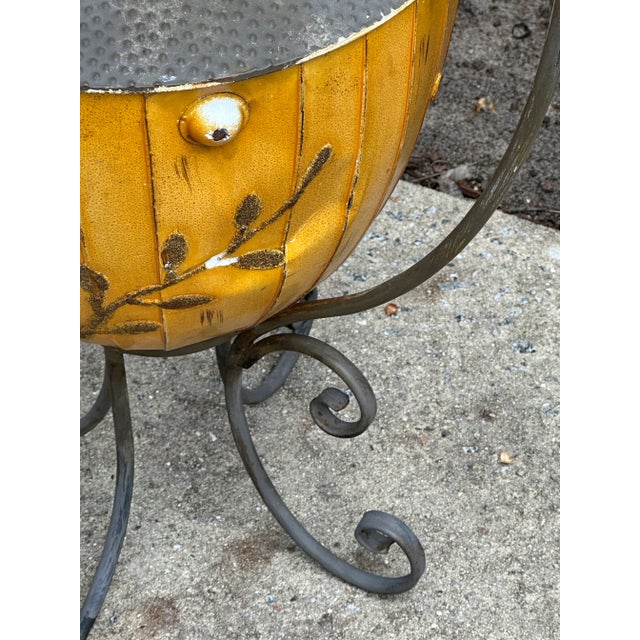 Southwestern Style Hammered Metal Urn on Stand For Sale - Image 12 of 12