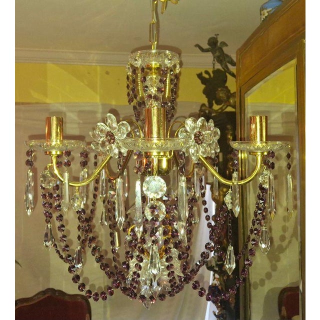 1940's Grand Hollywood Regency Cut Amethyst Crystal Floral Form Chandelier by Palwa. This looks like a custom Chandelier...