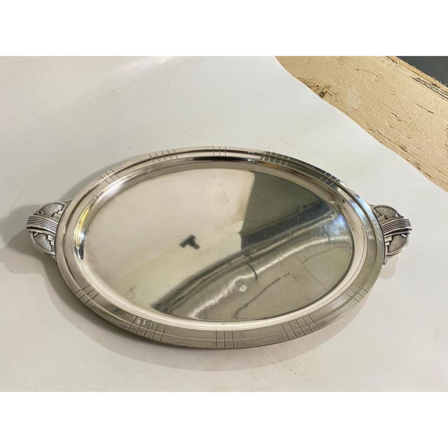 Metal Art Deco Tay in Silver-Plated Metal, France, 1940s For Sale - Image 7 of 15