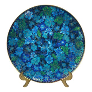 Vintage Cloisonné Plate & Stand For Sale