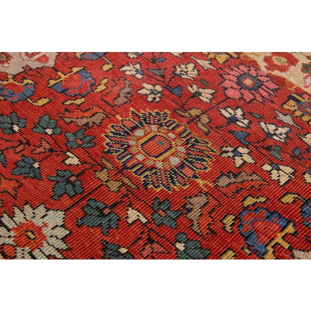1900s Red Antique Sultanabad Handmade Persian Wool Rug With Allover Motif For Sale - Image 9 of 11