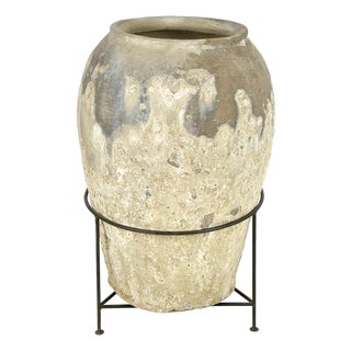 Large Terracotta Jar on Foot For Sale