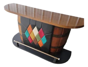 1960s Midcentury Vinyl and Whiskey Barrel Bar