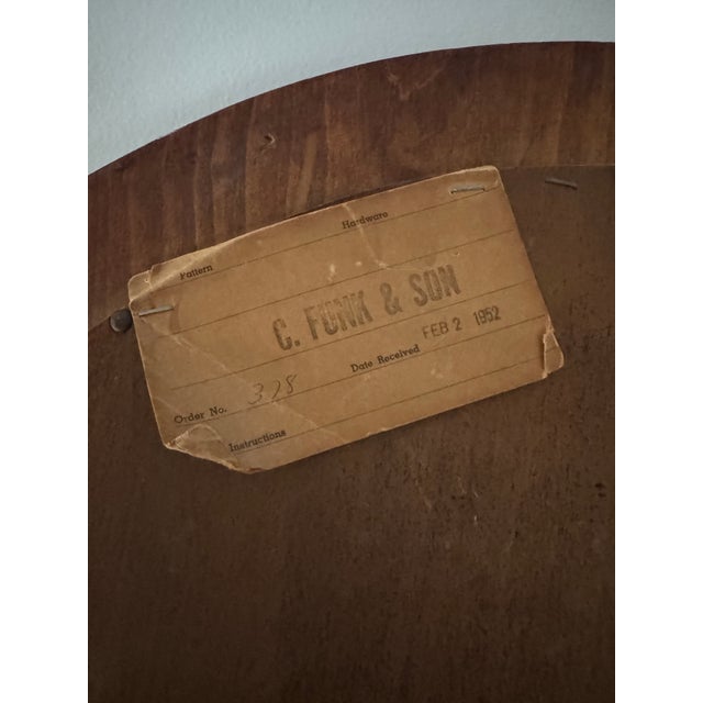 Wood 1952 Statton Furniture Oval Wall Mirror For Sale - Image 7 of 7