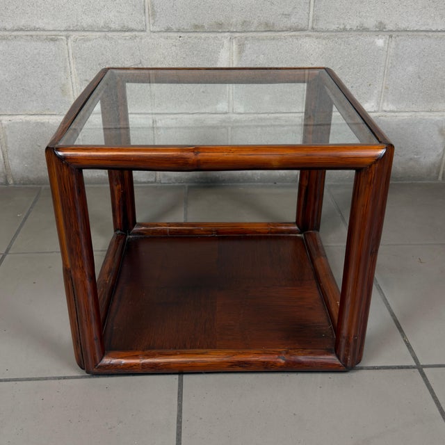 1960s Vintage Italian Square Coffee Table in Wood and Glass, Double Top, 1960s For Sale - Image 5 of 9
