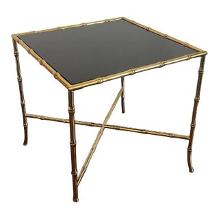 Mid 20th Century Hollywood Regency Gilt Metal Faux Bamboo Side Table For Sale