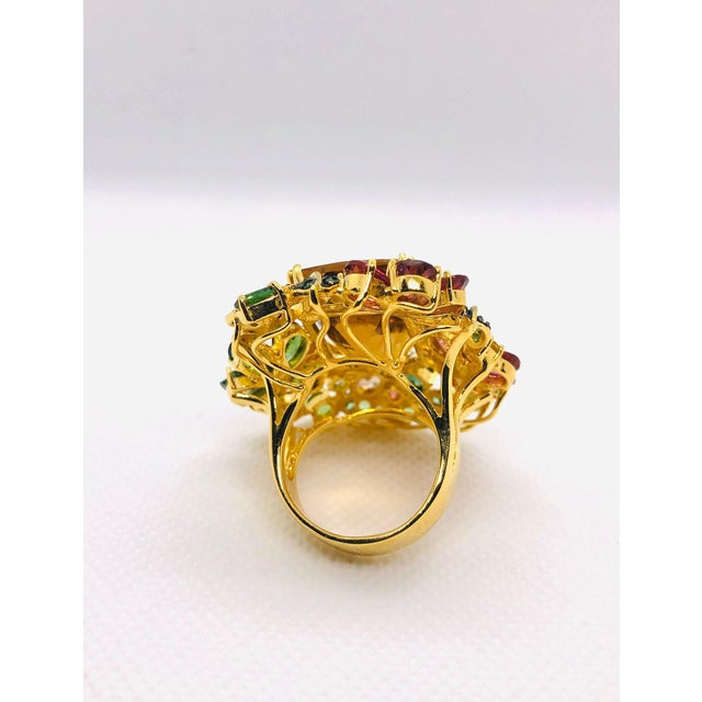 Bochic "Orient" Vintage Multi Tourmaline & Citrine Ring Set In 18K Gold & Silver For Sale - Image 18 of 18