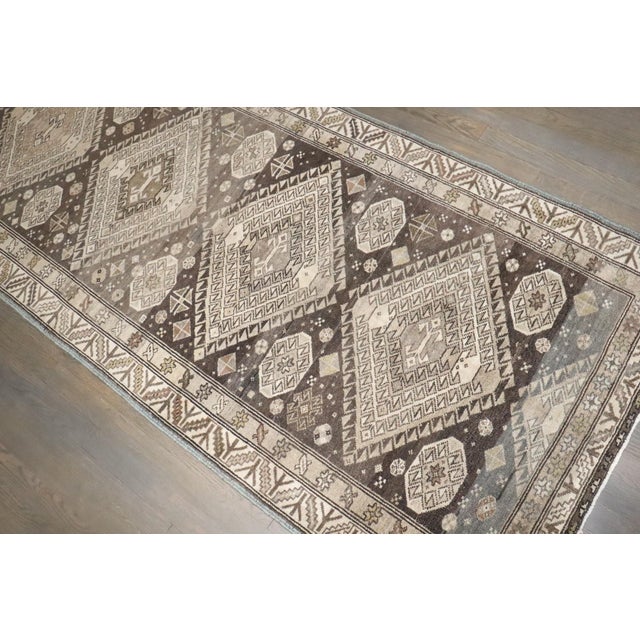 Persian Brown Geometric Malayer Runner For Sale - Image 3 of 9