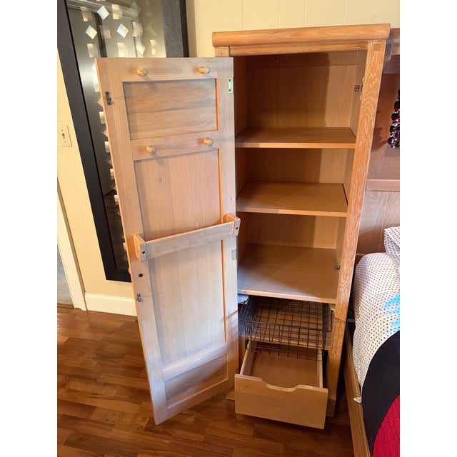 Lexington Furniture Locker Room Collection Oak Solids/Veneers Twin Beds Set With Bunching Locker Storage Cabinets & Nightstand.. For Sale - Image 16 of 18