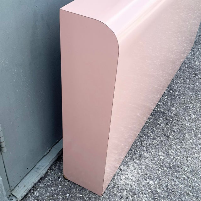 Postmodern Pink Gloss Laminate Waterfall Queen Size Headboard For Sale In West Palm - Image 6 of 7