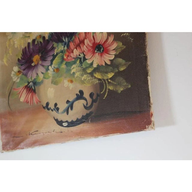 Antique French Oil Painting of Flowers in a Vase For Sale In Palm Springs - Image 6 of 13