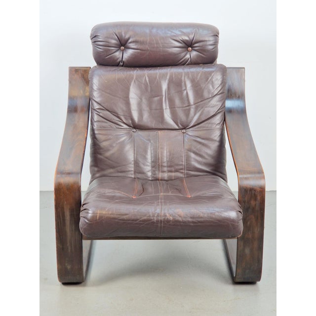 Vintage Armchair in Brown Leather and Bentwood attributed to Coja, 1970s For Sale - Image 4 of 18