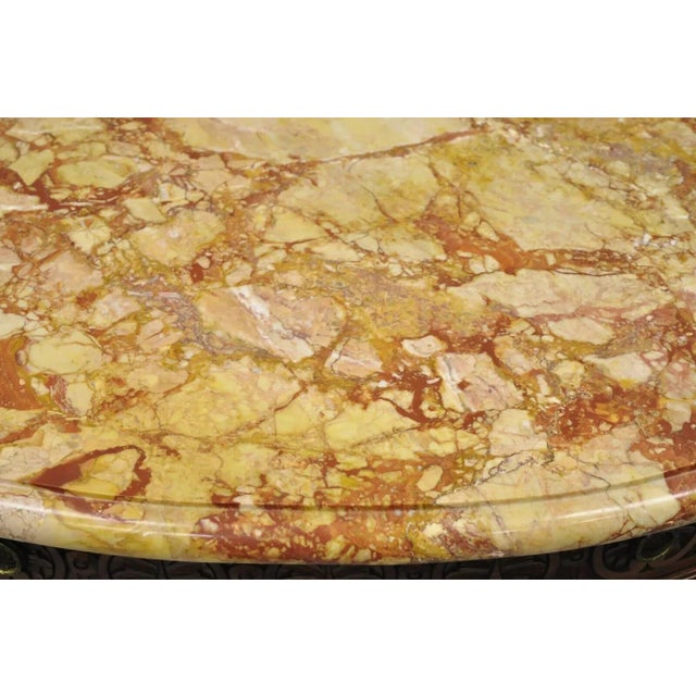 French Renaissance Louis XV Marble Top Marquetry Inlay Sideboard Buffet Commode For Sale - Image 12 of 12