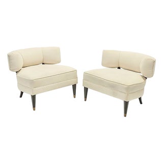 Pair of William Haines Mid Century Modern Klismos Lounge Chairs For Sale