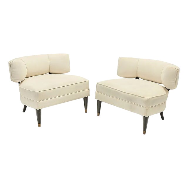 Pair of William Haines Mid Century Modern Klismos Lounge Chairs For Sale
