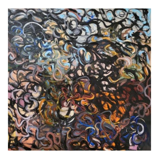 Ancient Graffiti, Large Abstract Expressionist Oil Painting by Alexandra Swistak For Sale