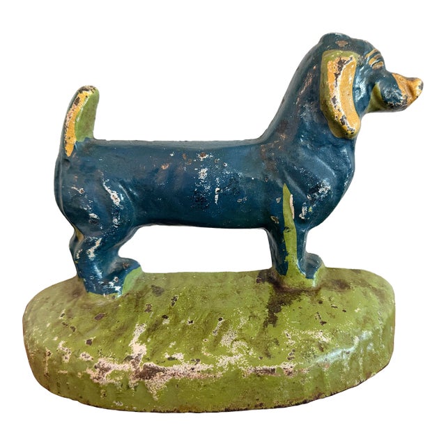 Antique Iron Dachshund Doorstop by Taylor Cook 1930 For Sale