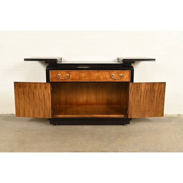 Raymond Sobota for Century Furniture Hollywood Regency Chinoiserie Flip-Top Buffet Server or Bar Cart | Circa 1970s For Sale - Image 10 of 14
