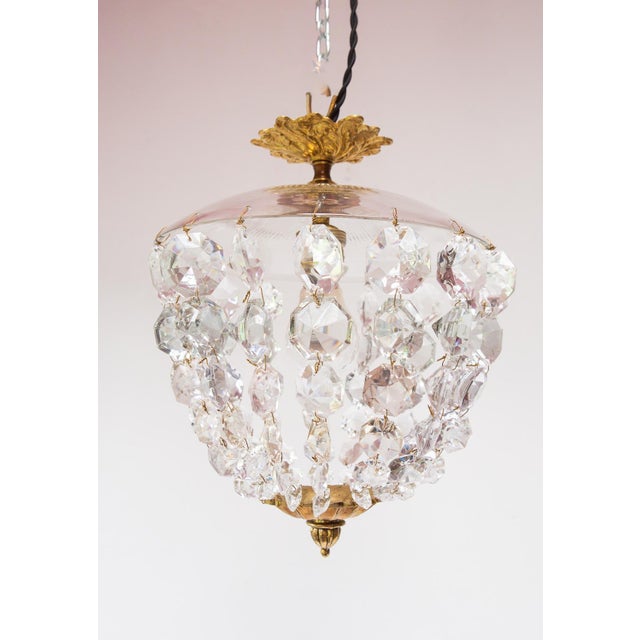 Metal Vintage French Glass and Bronze Ceiling Fixture, 1960s For Sale - Image 7 of 7