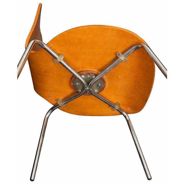 Mid-Century Modern Bentwood Bar Stool in the Style of Arne Jacobsen, Chrome Base, Late 20th Century For Sale - Image 3 of 3