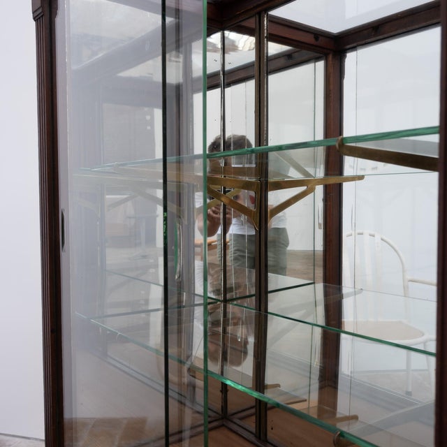 Tan Early 20th Century Wooden, Glass and Brass Shop Display Case, France For Sale - Image 8 of 13