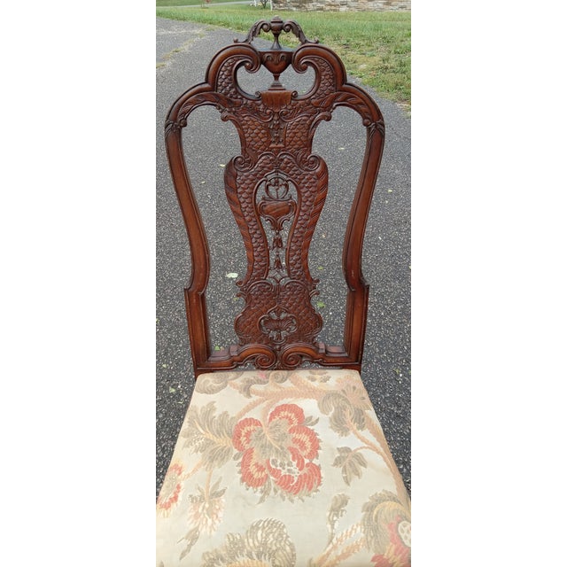 Wood George II Carved Walnut and Burr Walnut Veneered Mahogany Side Chair, Circa 1890-1940 For Sale - Image 7 of 12