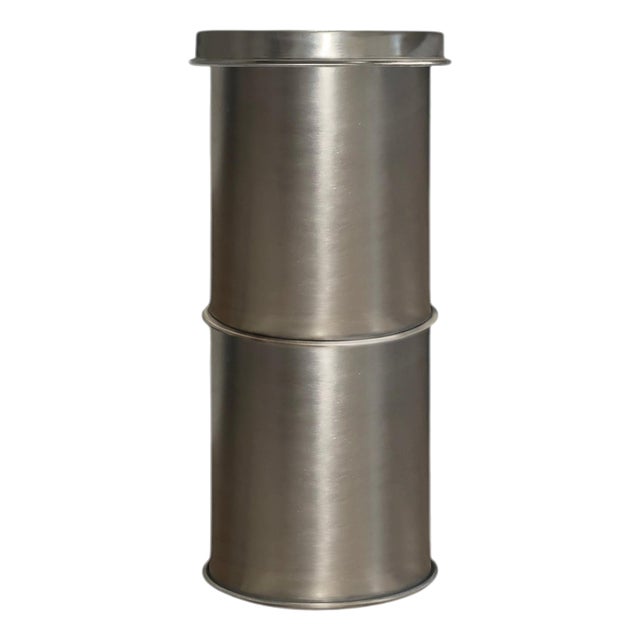 Rl 08 Cylindrical Pedestal in Brushed Aluminum by Caspal For Sale