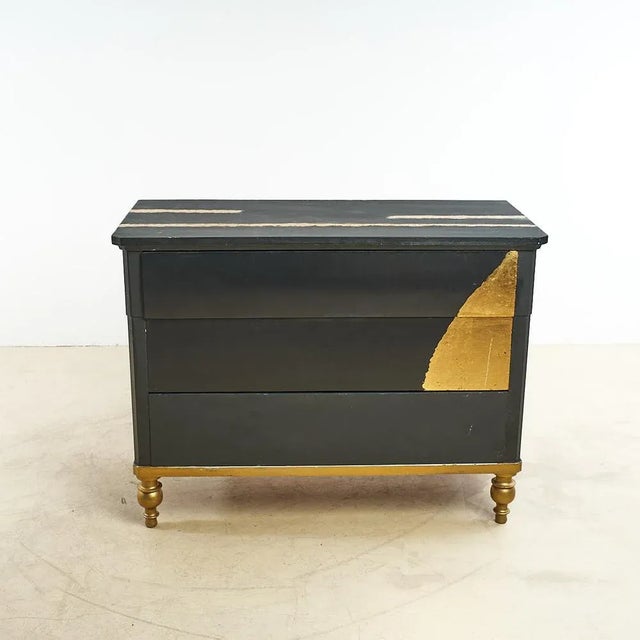 Metal Dresser in Black & with Gold Leaf Details, 1800s For Sale - Image 7 of 7