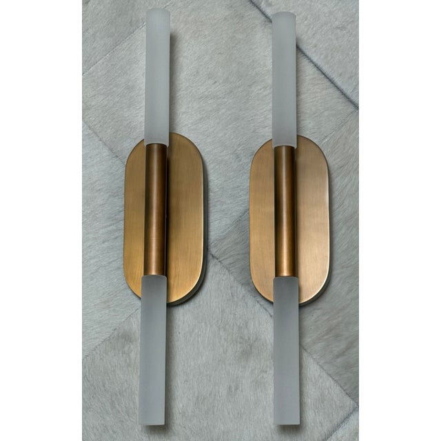 Restoration Hardware Restoration Hardware Rousseau Vintage Brass Sconces, Pair For Sale - Image 4 of 12