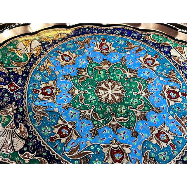 Inlaid Oval Copper Tray with Handles For Sale - Image 9 of 11