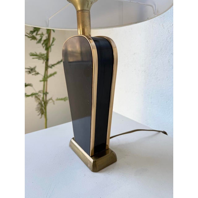 Black and Gold Lacquered Sarco Table Lamp from Diderot, 1970s For Sale - Image 13 of 18