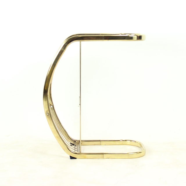 Mid-Century Modern Vintage Side Table in Brass and Glass, Italy, 1970 For Sale - Image 3 of 10