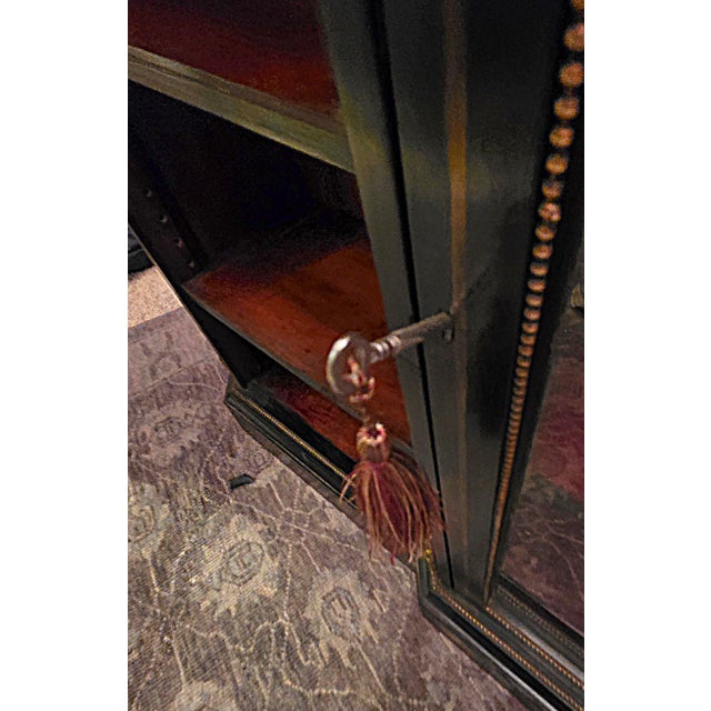 Rare Victorian Ebonized Display Side Cabinet With Clear Glass Door, Gilt Caryatids & Edwards & Roberts Provenance, London, Circa 1870 For Sale In Washington DC - Image 6 of 14