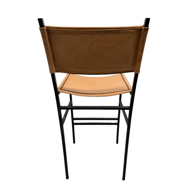 Sol & Luna Tan Leather and Iron Bar Stool, a Showroom Sample For Sale In Indianapolis - Image 6 of 9