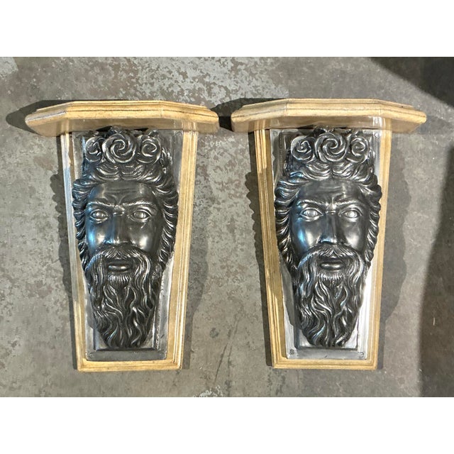 Late 20th Century Vintage Maitland Smith Neptune Brackets - A Pair For Sale - Image 5 of 12