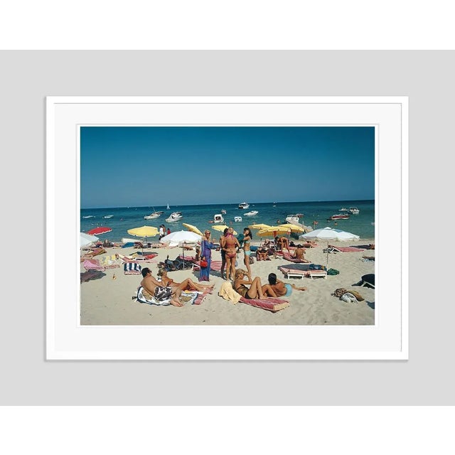 Modern Saint-Tropez Beach 1977 by Slim Aarons Framed C-Print For Sale - Image 3 of 3