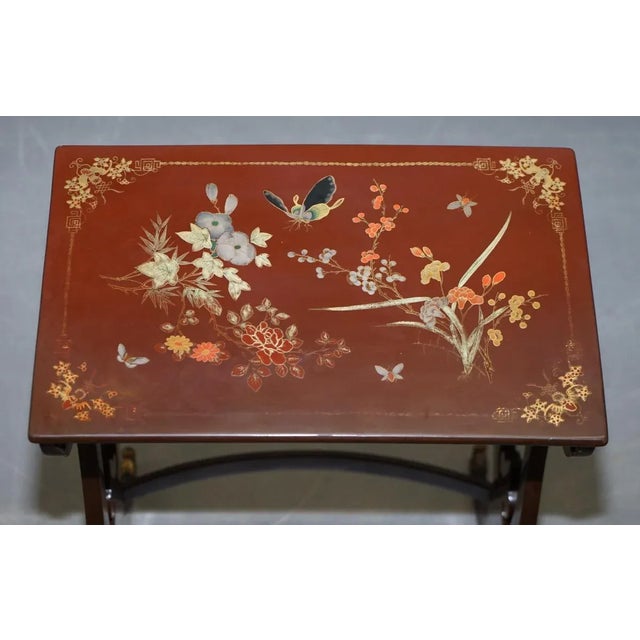 Chinese Brown Lacqurered Tables, 1880s, Set of 4 For Sale - Image 10 of 17